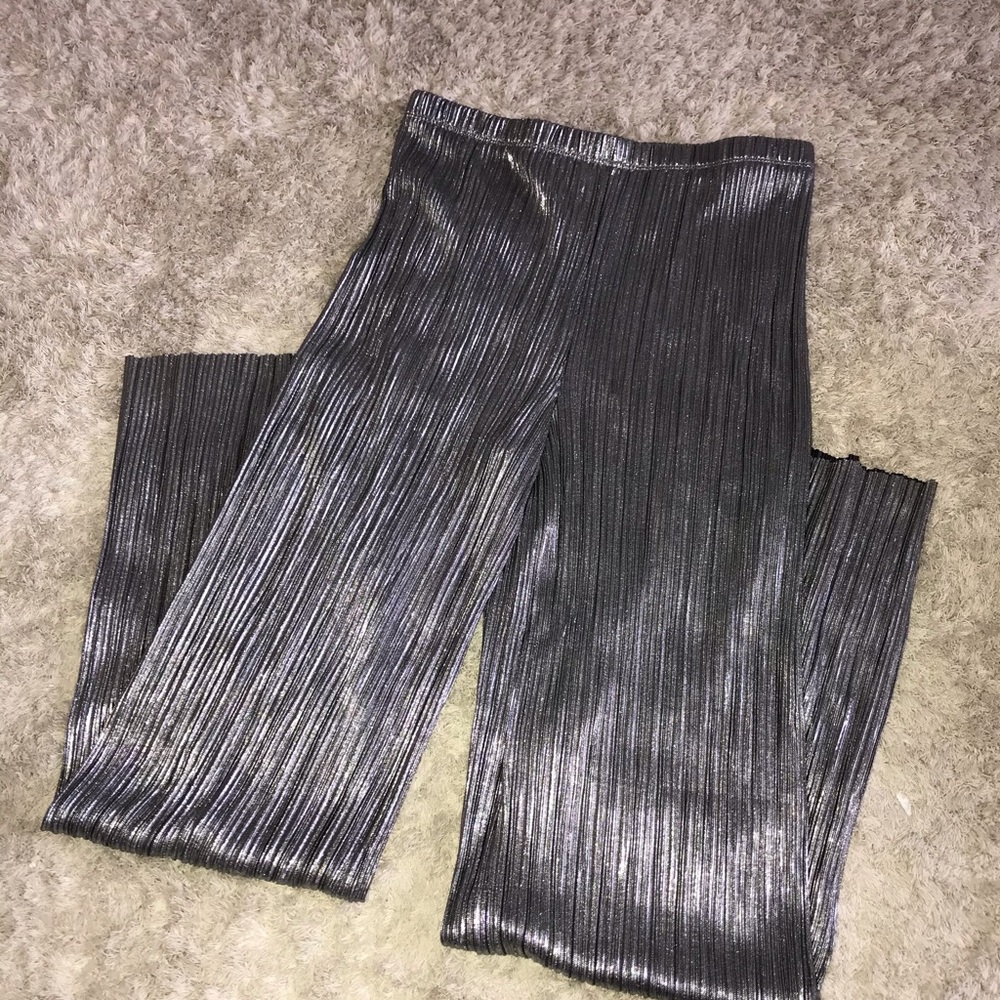 Metallic wide leg pants
